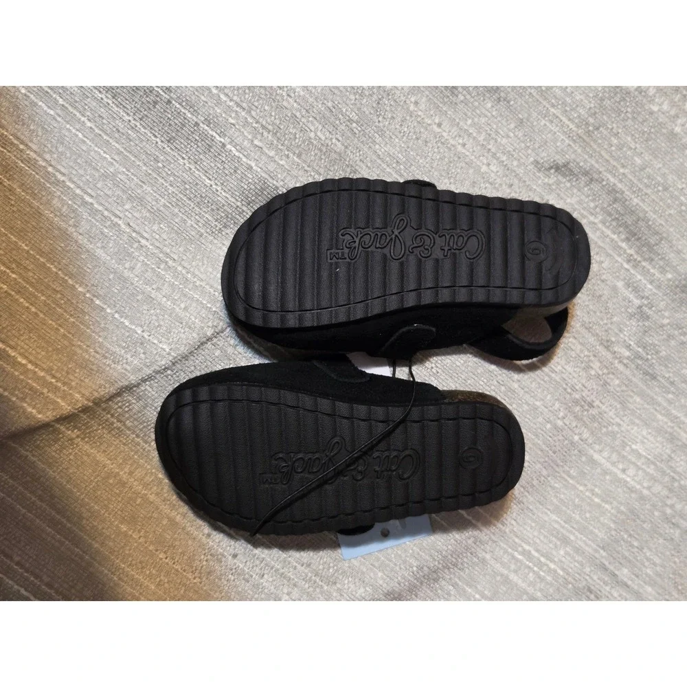Cat & Jack Toddler Berlin Buckle Clog Black Faux Suede Slingback Sandals Size 6